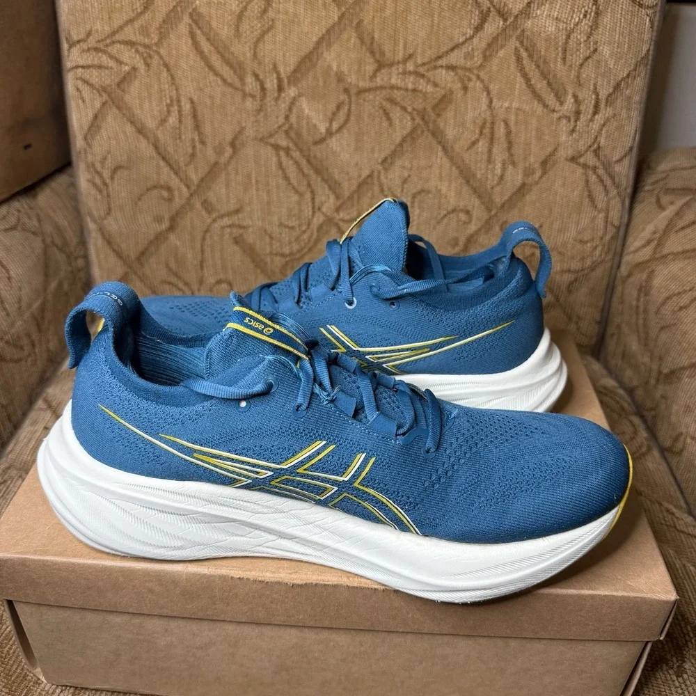Asics Gel-Nimbus 26 Evening Teal Light Mustard 1011B794-402 Men's Size 9.5 Shoes